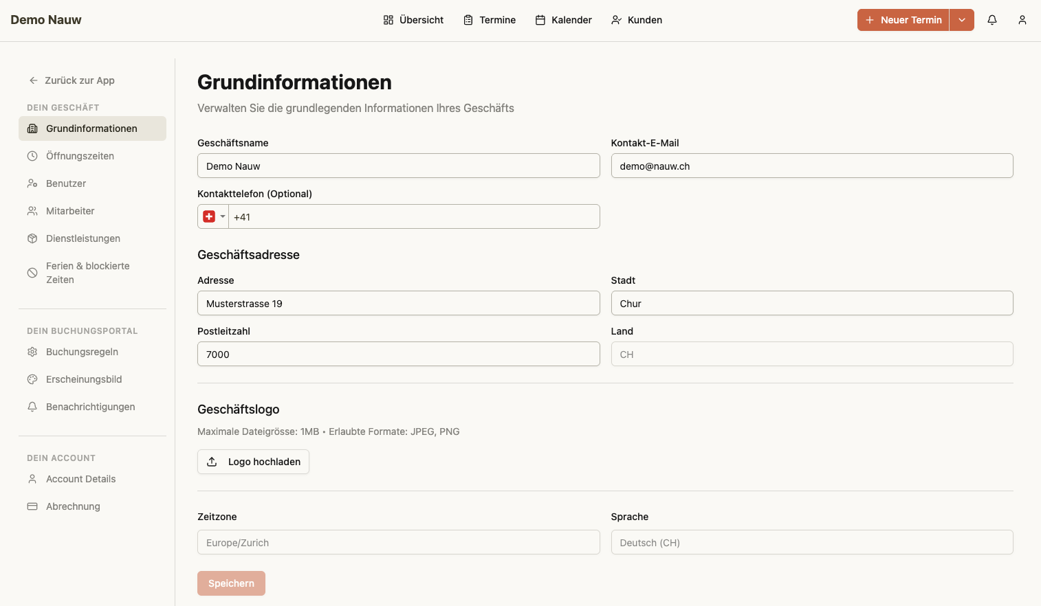 Grundinformationen-Seite